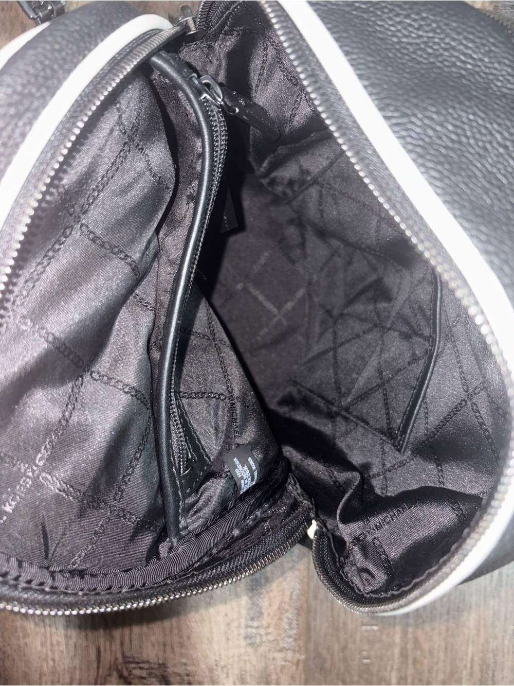 Michael Kors Black and White Striped Leather Backpack - Picture 4 of 6